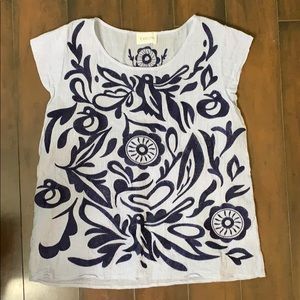 Blue embroidered top